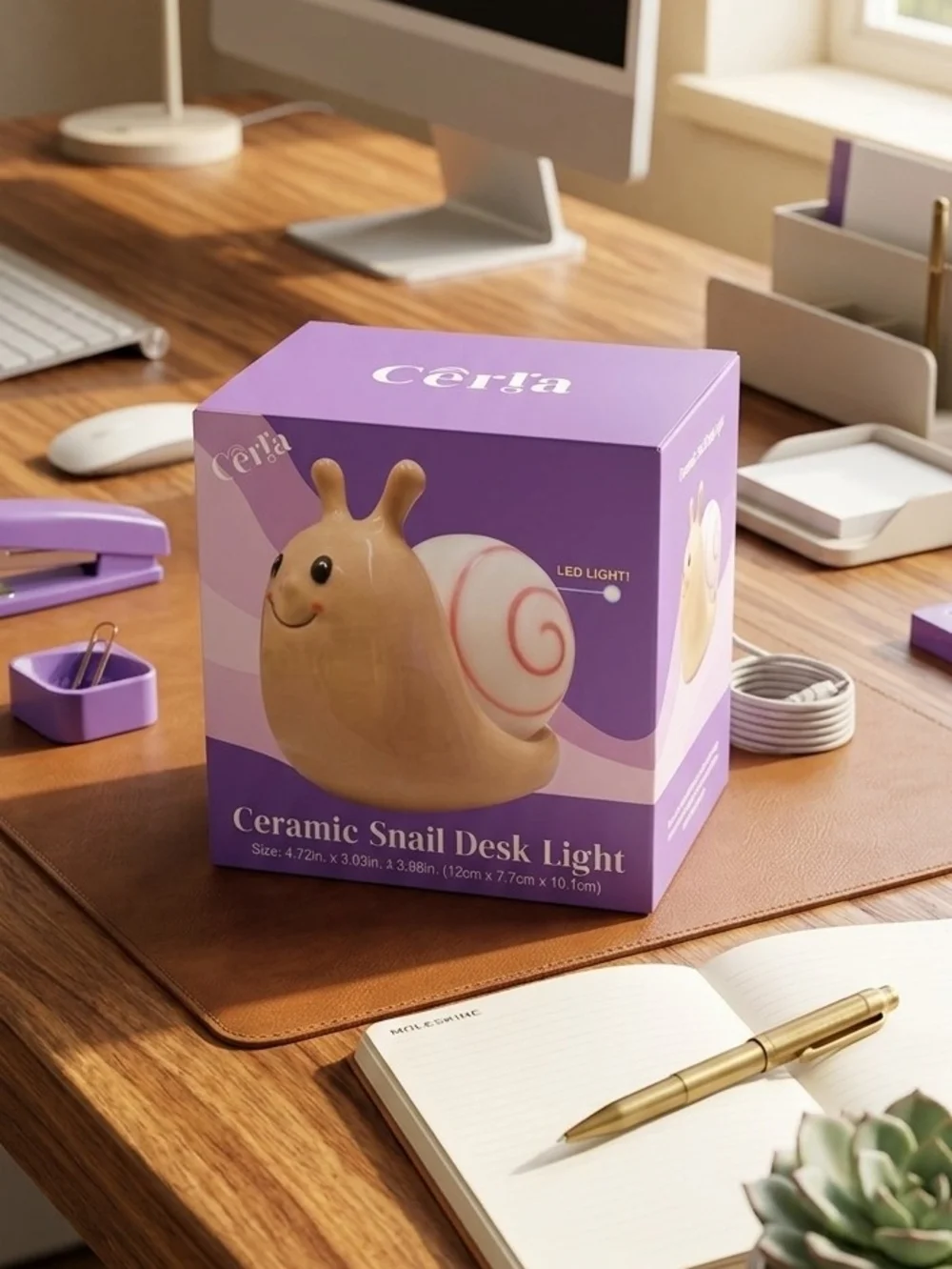 Ceramic Snail Desk Light by — Purple